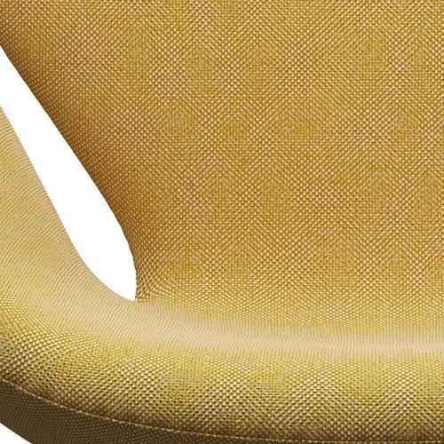 Fritz Hansen Swan Lounge Chair, satén kartáčovaný hliník/Hallingdal žlutá/bílá