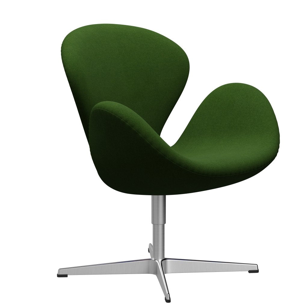 Fritz Hansen Swan Lounge Chair, Sating Brushed Aluminium/Hallingdal Grass Green