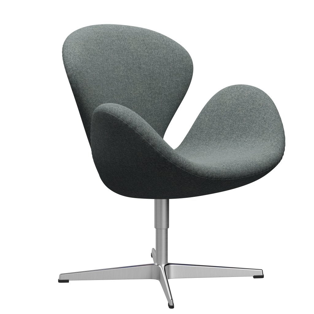 Fritz Hansen Swan Lounge Chair, Sating Brushed Aluminium/Hallingdal Grey