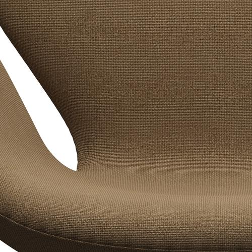 Fritz Hansen Swan Lounge Chair, satén kartáčovaný hliník/hallingdal světle hnědá