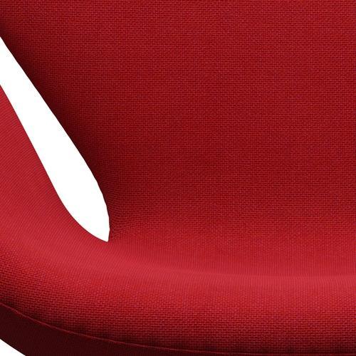 Fritz Hansen Swan Lounge Chair, saténová kartáčovaná hliník/Hallingdal Red (680)