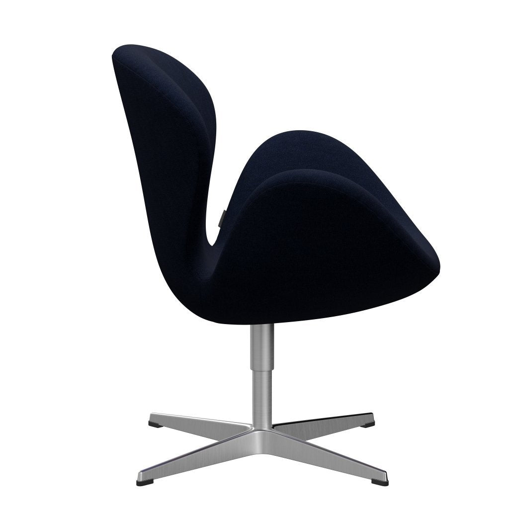 Fritz Hansen Swan Lounge Chair, Sating Brushed Aluminium/Hallingdal Royal Blue