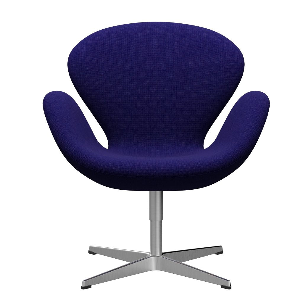 Fritz Hansen Swan Lounge Chair, Satin Brushed Aluminium/Hallingdal Violet Dark