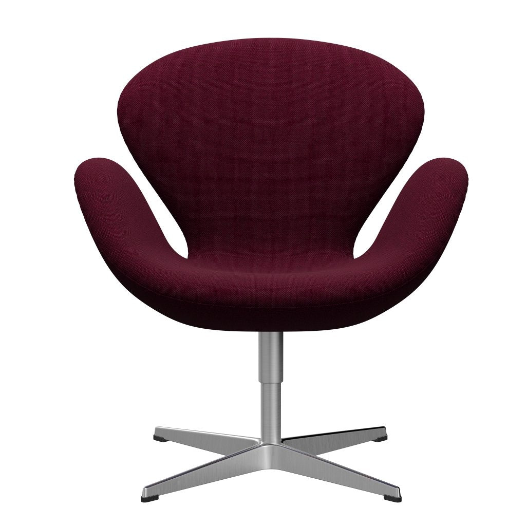 Fritz Hansen Swan Lounge Chair, Satin Brushed Aluminium/Hallingdal Wine Red/Violet