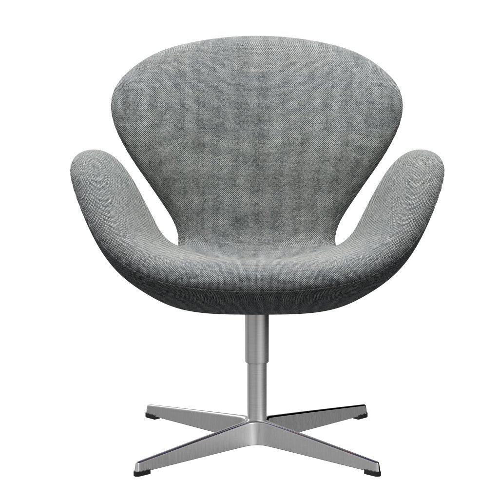 Fritz Hansen Swan Lounge Chair, Satin Brushed Aluminium/Hallingdal White Grey