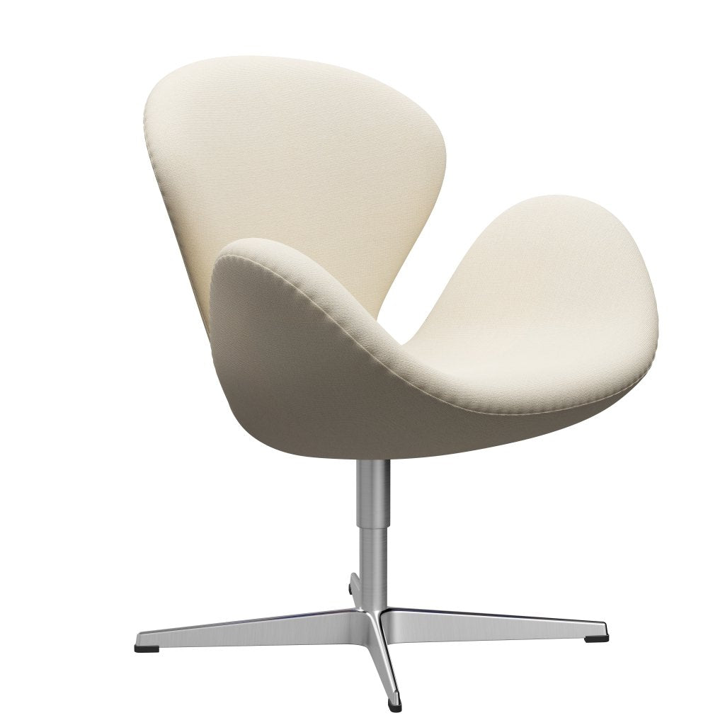 Fritz Hansen Swan Lounge Chair, saténová kartáčovaná hliník/hallingdal vlna bílá