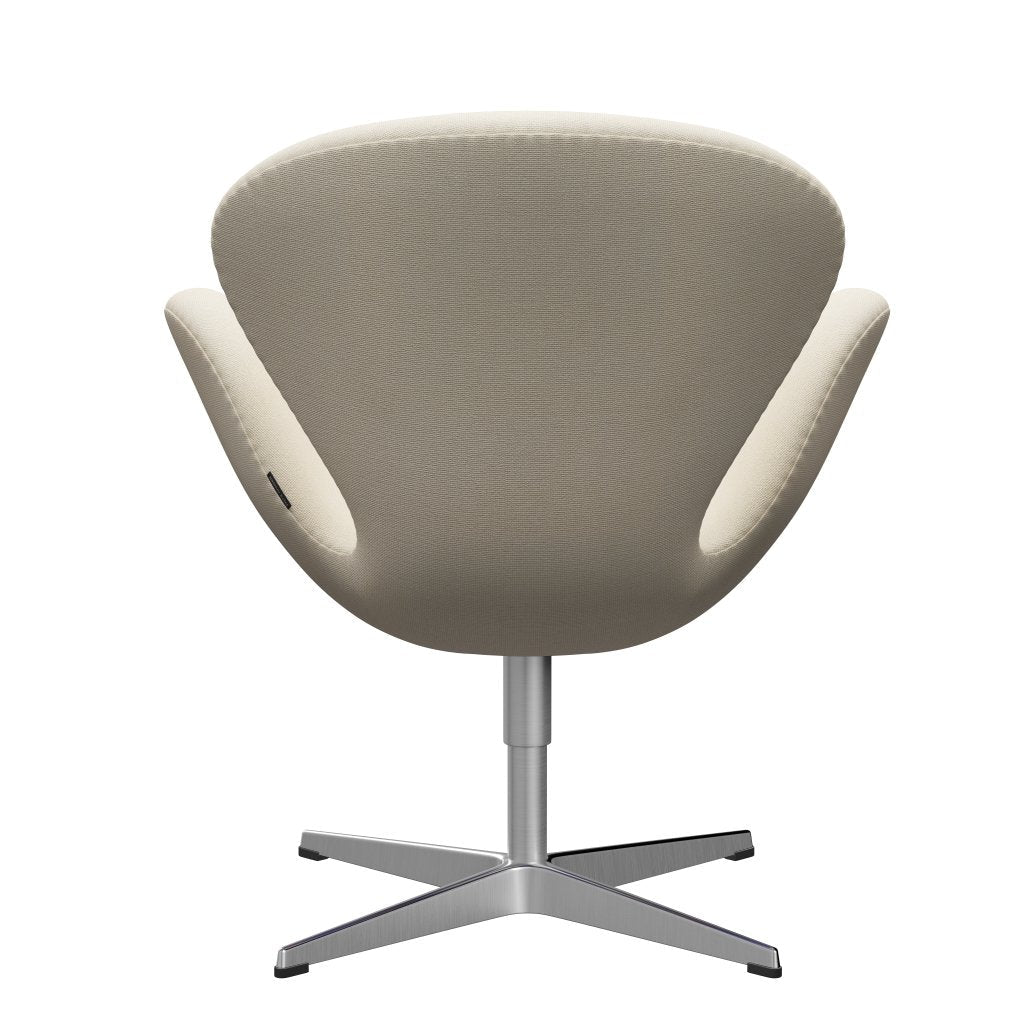 Fritz Hansen Swan Lounge Chair, saténová kartáčovaná hliník/hallingdal vlna bílá