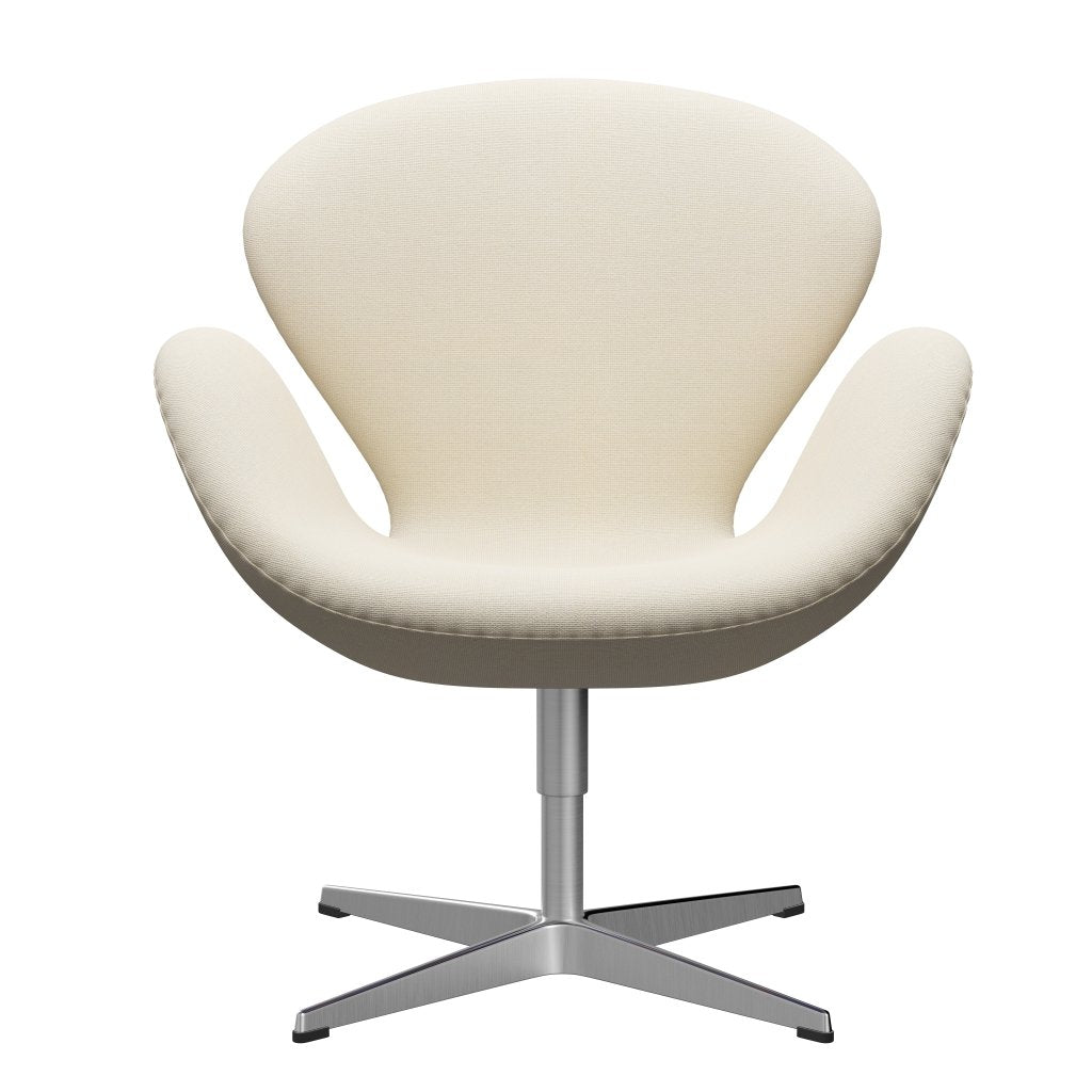 Fritz Hansen Swan Lounge Chair, saténová kartáčovaná hliník/hallingdal vlna bílá