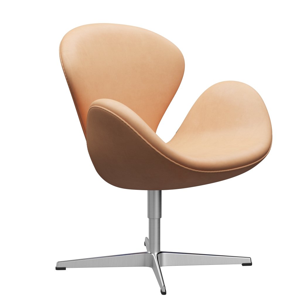 Fritz Hansen Swan Lounge Chair, satén kartáčovaný hliník/přirozená povaha