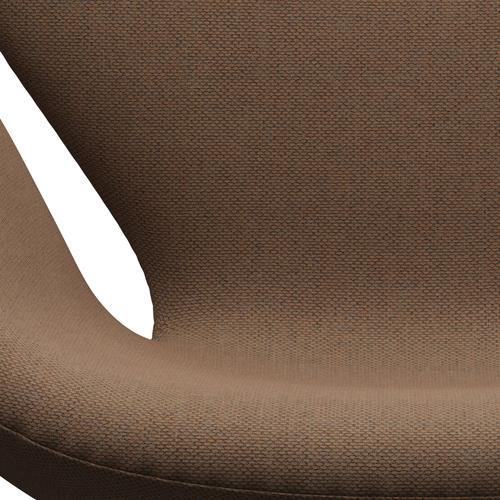 Fritz Hansen Swan Lounge Chair, satén kartáčovaný hliník/re vlna hnědá/přírodní