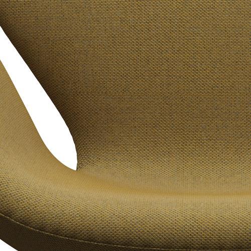 Fritz Hansen Swan Lounge Chair, satén kartáčovaný hliník/re vlna zlatá žlutá/přirozená