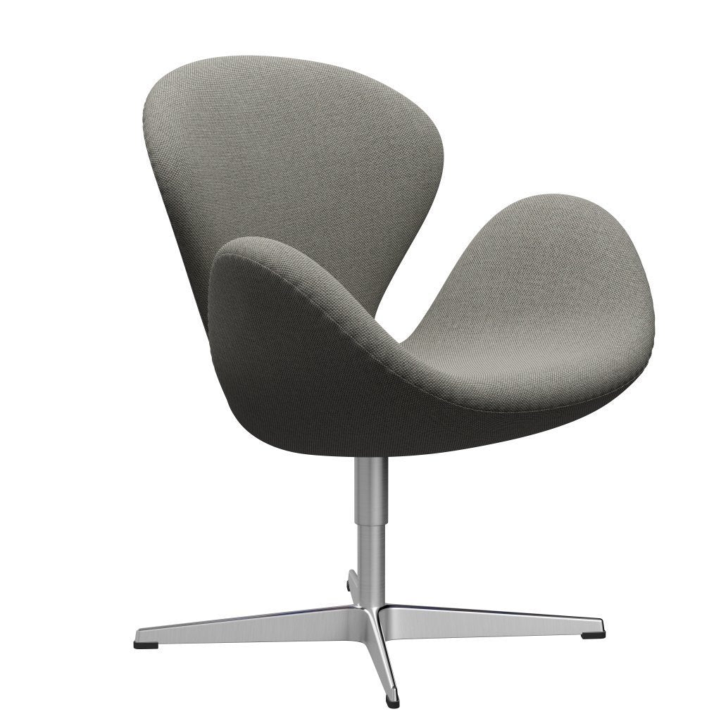 Fritz Hansen Swan Lounge Chair, Satin Brushed Aluminium/Re Wool Grey White/Plain