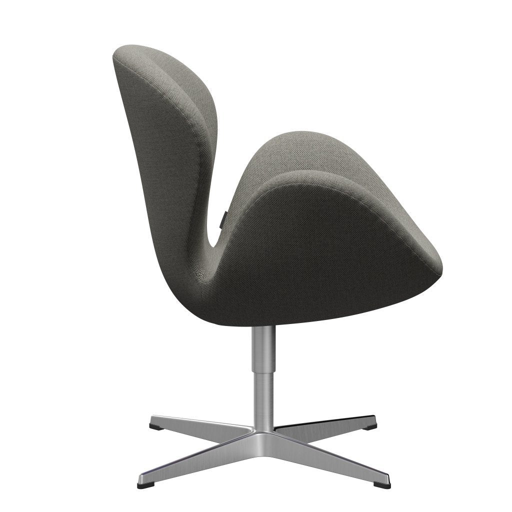 Fritz Hansen Swan Lounge Chair, Satin Brushed Aluminium/Re Wool Grey White/Plain