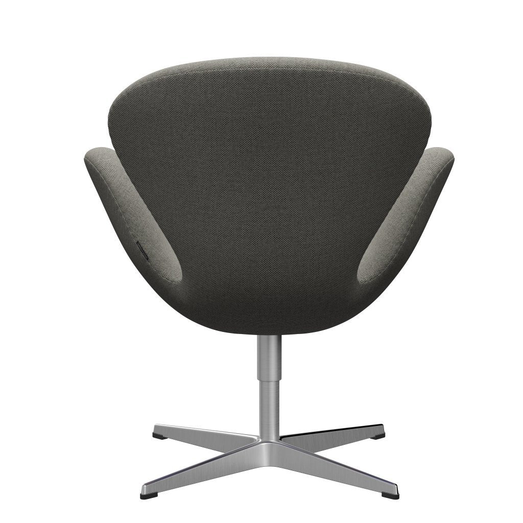 Fritz Hansen Swan Lounge Chair, Satin Brushed Aluminium/Re Wool Grey White/Plain