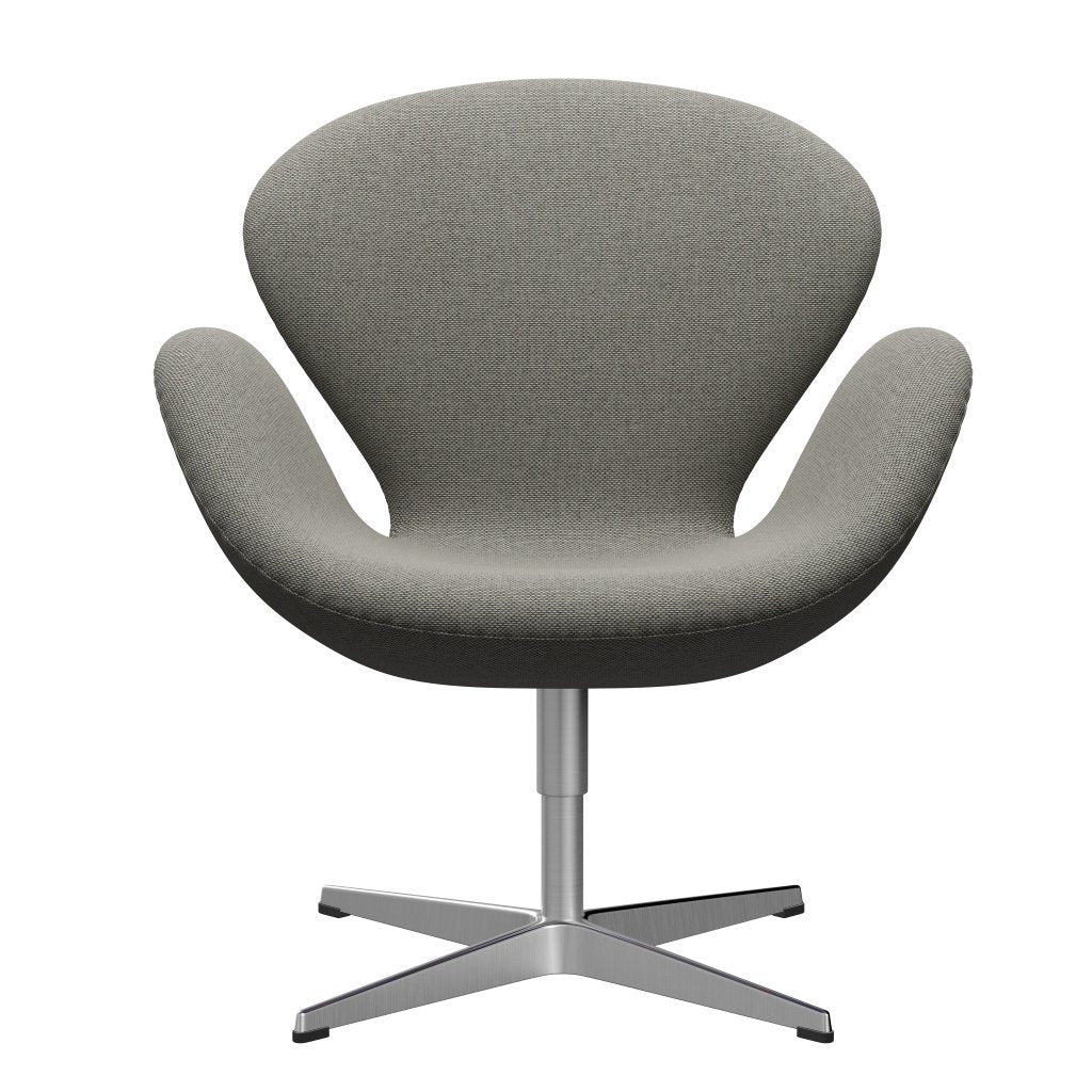 Fritz Hansen Swan Lounge Chair, satén kartáčovaný hliník/re vlna šedá bílá/planárna