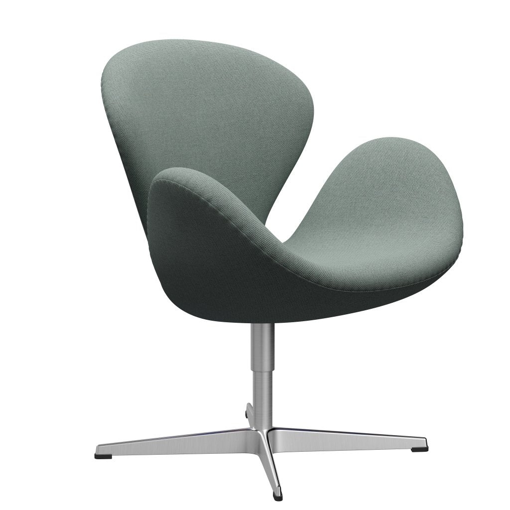 Fritz Hansen Swan Lounge Chair, saténově kartáčovaný hliník/re vlněná světla Aquamarine/Natural