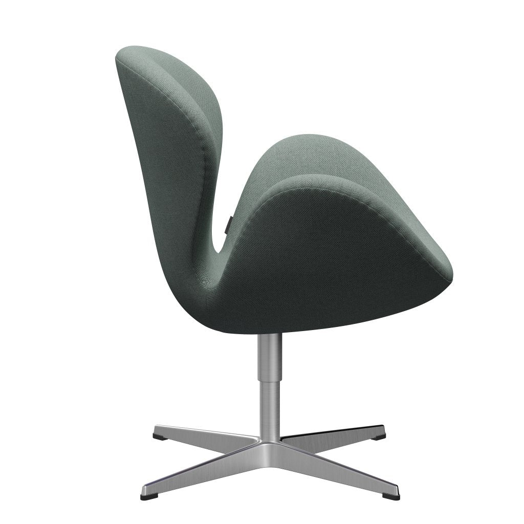 Fritz Hansen Swan Lounge Chair, saténově kartáčovaný hliník/re vlněná světla Aquamarine/Natural