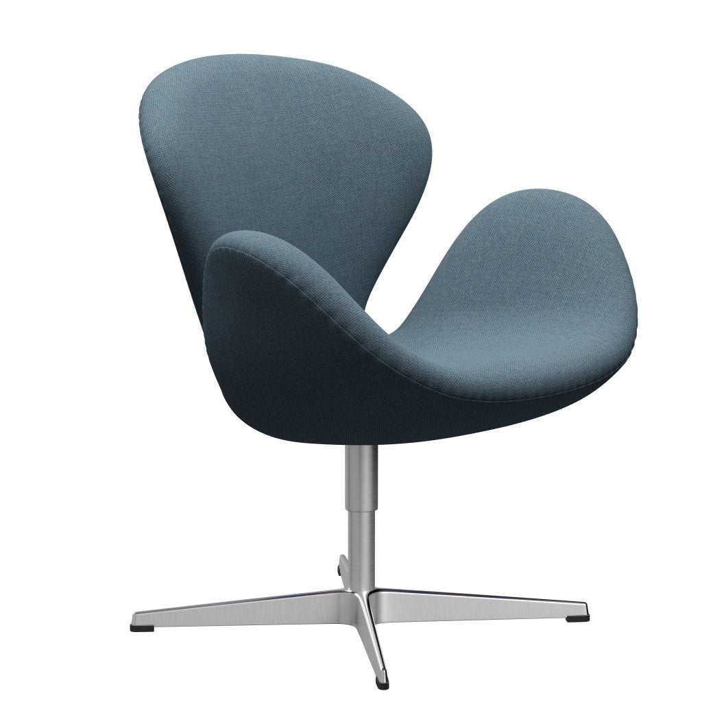 Fritz Hansen Swan Lounge Chair, Sating Brushhed Aluminium/Re Wool Natural/Light Blue