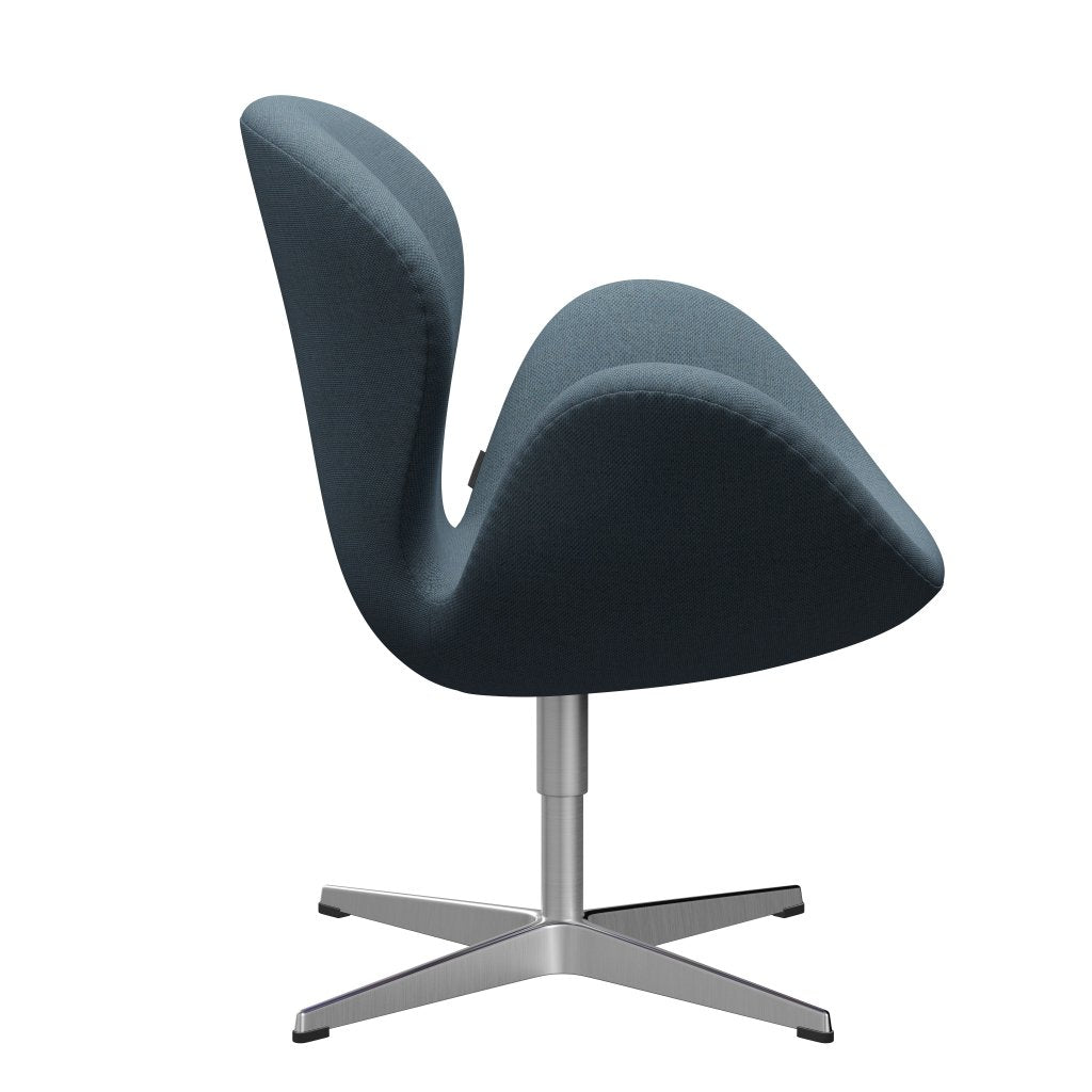 Fritz Hansen Swan Lounge Chair, Sating Brushhed Aluminium/Re Wool Natural/Light Blue