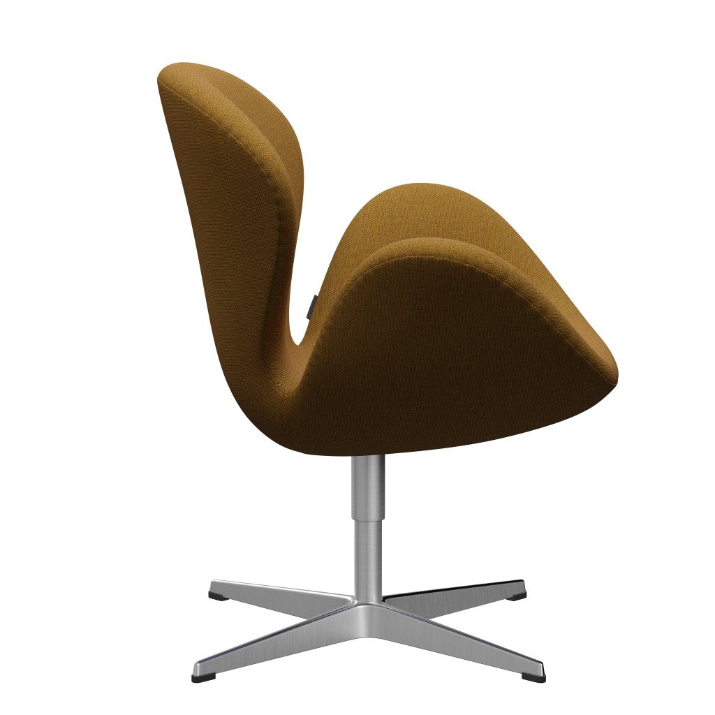 Fritz Hansen Swan Lounge Chair, Satin Brushed Aluminium/Re Wool Saffron/Natural