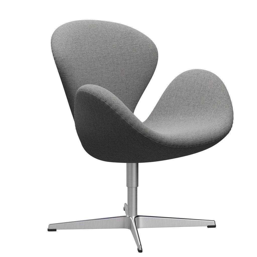 Fritz Hansen Swan Lounge Chair, saténová kartáčovaná hliníková/vlněná vlna bílá/přirozená