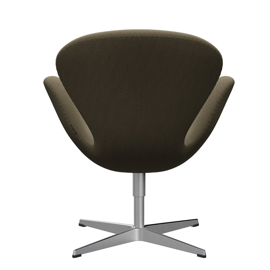 Fritz Hansen Swan Lounge Chair, Satin Brushed Aluminium/Rims Brown/Light Green