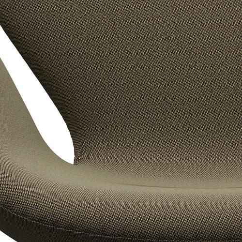 Fritz Hansen Swan Lounge Chair, satén kartáčovaný hliník/ráfky hnědé/světle zelená