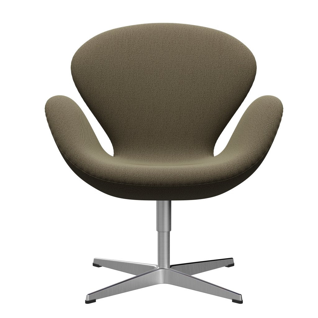 Fritz Hansen Swan Lounge Chair, satén kartáčovaný hliník/ráfky hnědé/světle zelená