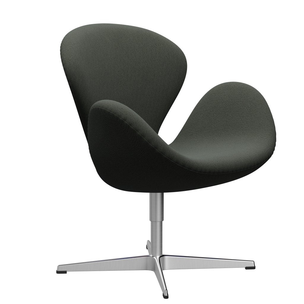 Fritz Hansen Swan Lounge Chair, satén kartáčovaný hliník/Rime Brown/Moss Green