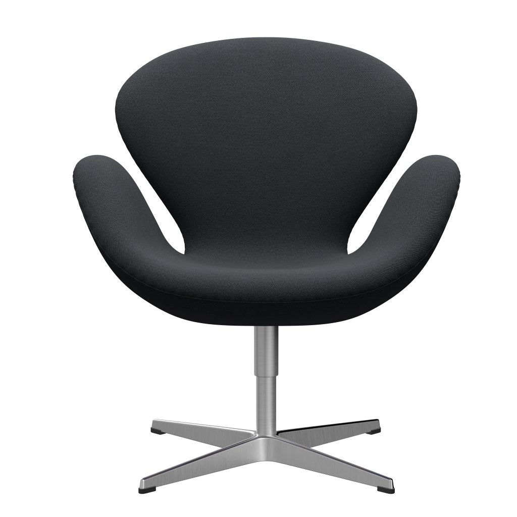 Fritz Hansen Swan Lounge Chair, Satin Brushed Aluminium/Rims Dark Brown/Grey