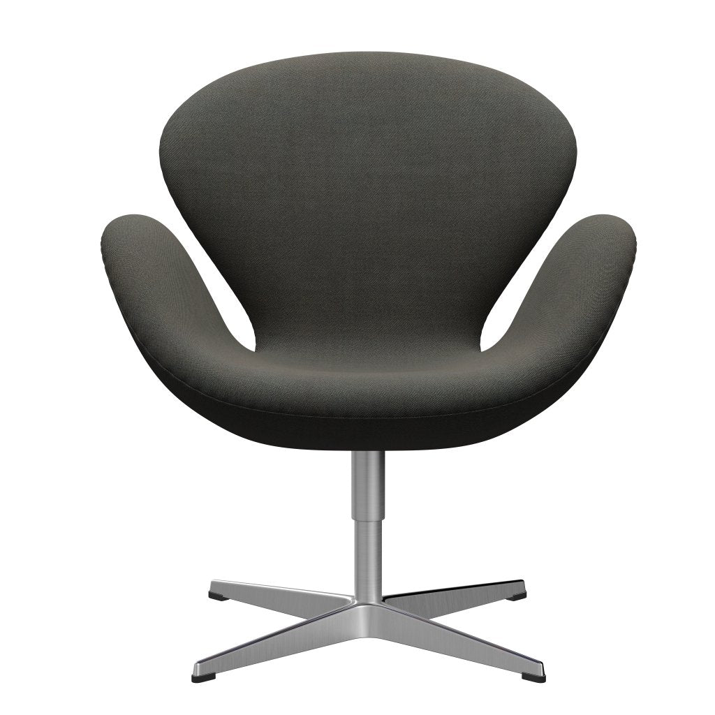 Fritz Hansen Swan Lounge Chair, Satin Brushed Aluminium/Rime Dark Grey/Khaki