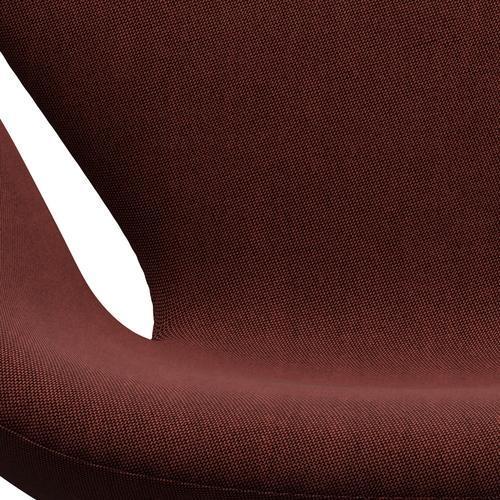 Lounge židle Fritz Hansen Swan, saténově kartáčovaný hliník/ráfky tmavě červené/hnědé