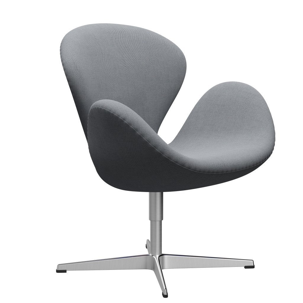 Fritz Hansen Swan Lounge Chair, satén kartáčovaný hliník/ráfky šedé/bílé