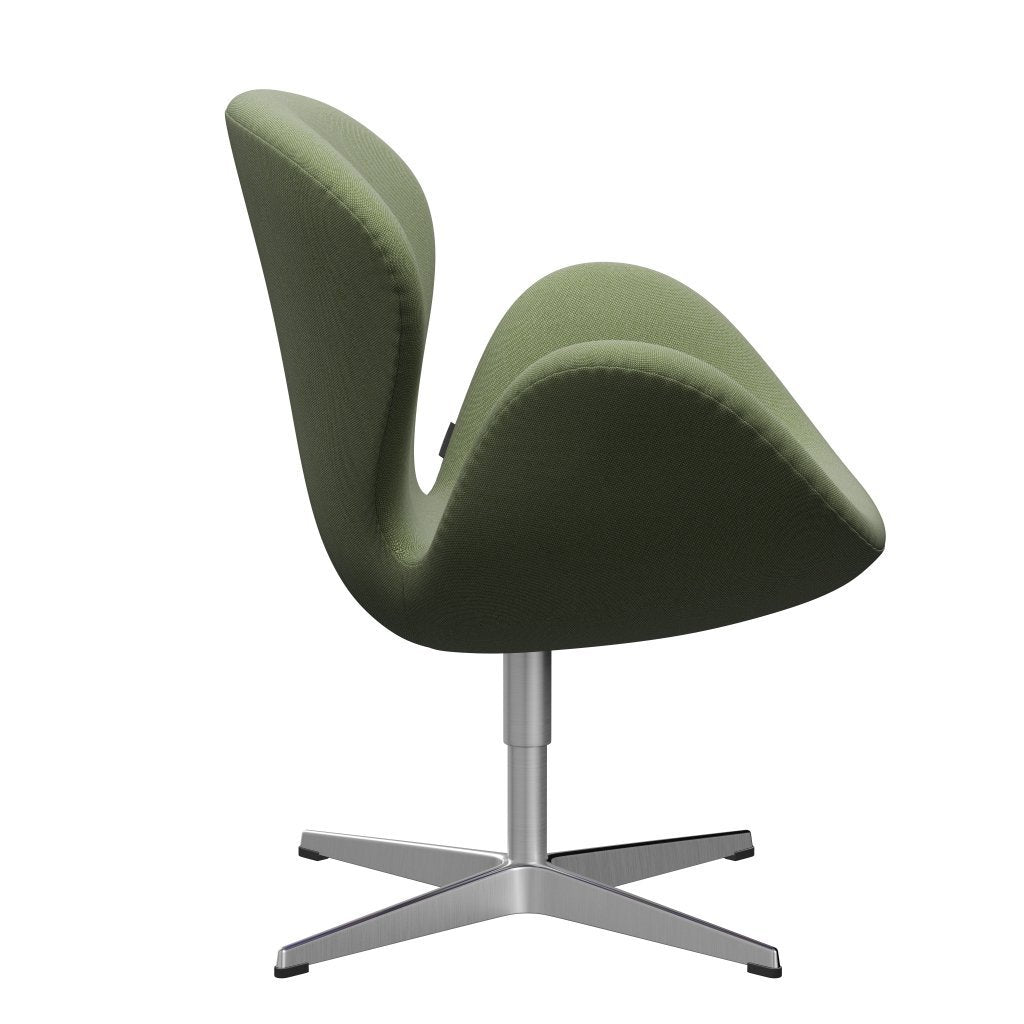 Fritz Hansen Swan Lounge Chair, satén kartáčovaný hliník/ráfky zelené/bílé