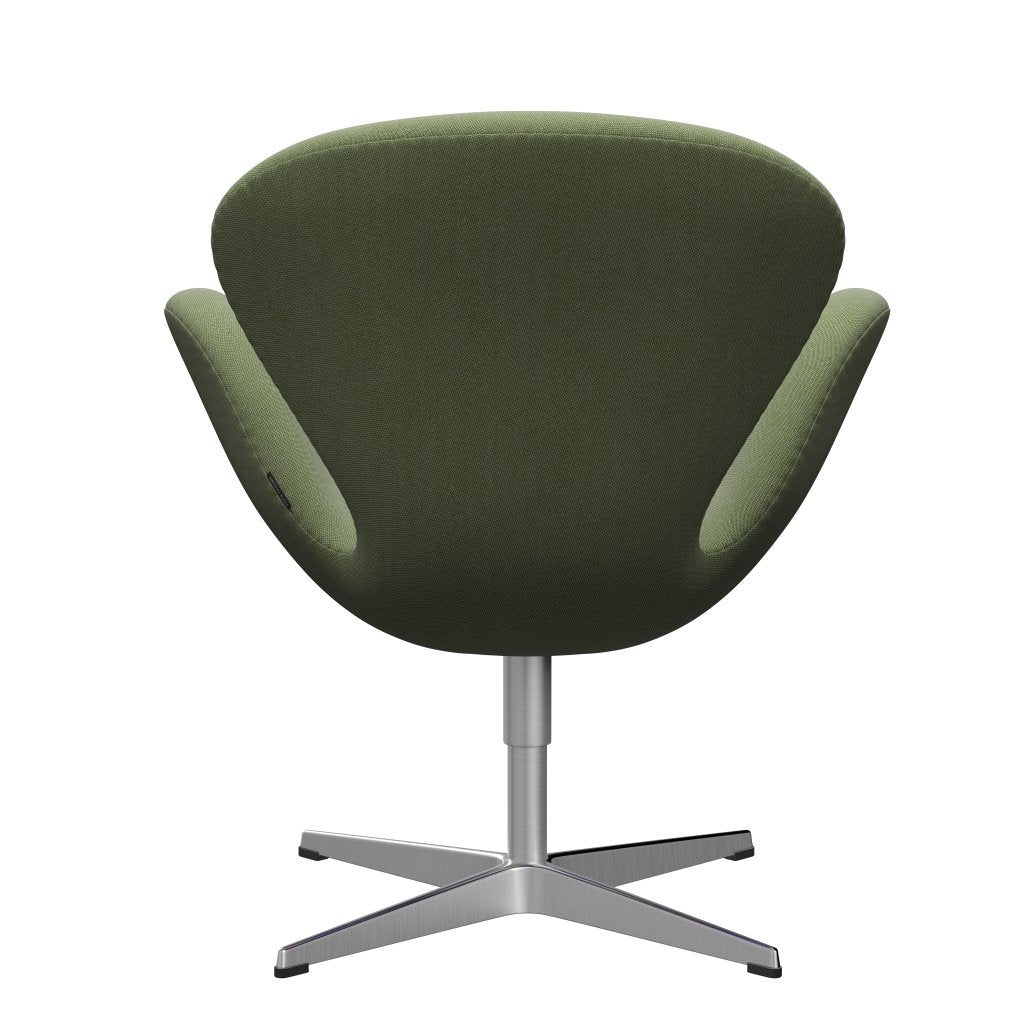 Fritz Hansen Swan Lounge Chair, Satin Brushed Aluminium/Rims Green/White