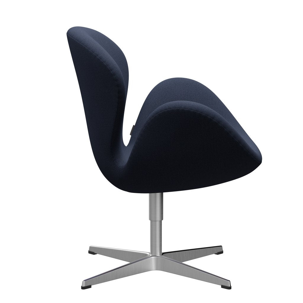 Fritz Hansen Swan Lounge Chair, satén kartáčovaný hliník/ráfky světle modré/hnědé