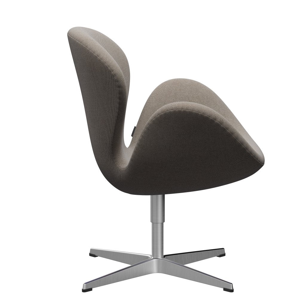 Fritz Hansen Swan Lounge Chair, satén kartáčovaný hliník/rime khaki/bílý