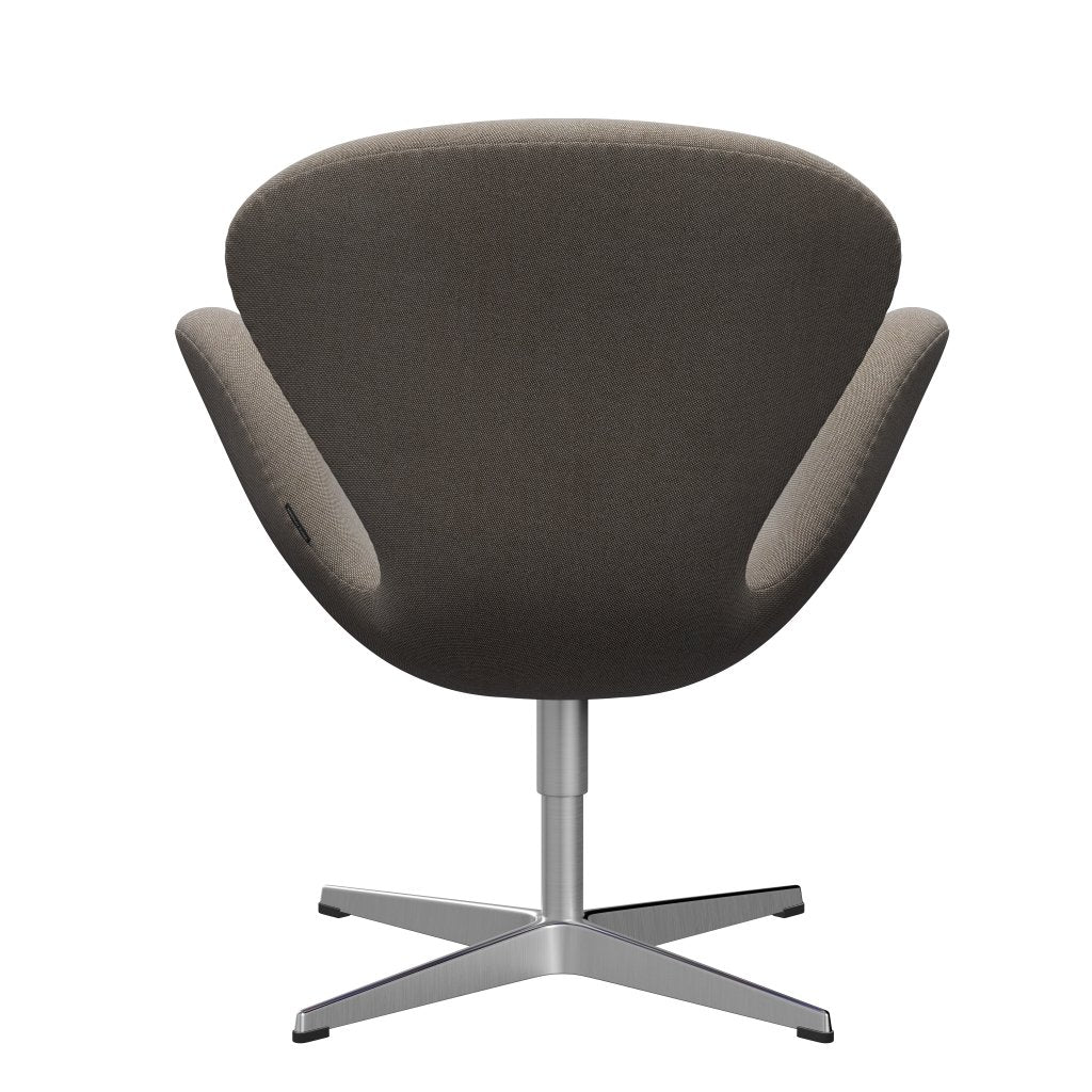 Fritz Hansen Swan Lounge Chair, satén kartáčovaný hliník/rime khaki/bílý