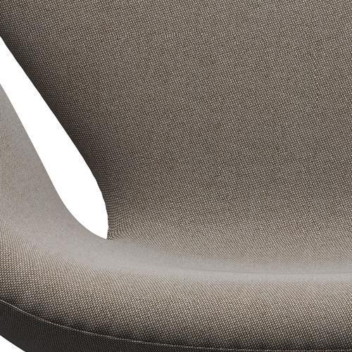 Fritz Hansen Swan Lounge Chair, satén kartáčovaný hliník/rime khaki/bílý