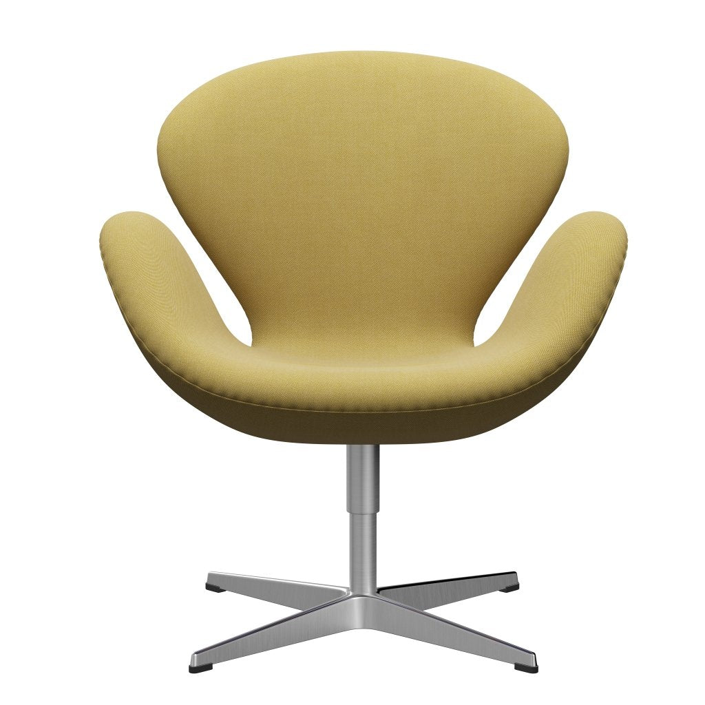 Fritz Hansen Swan Lounge Chair, saténově kartáčovaný hliník/Rime Lime Green/White