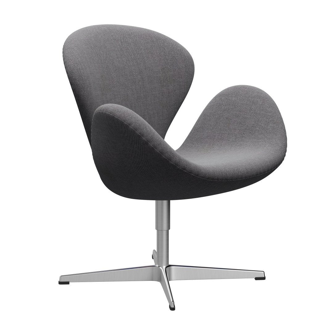 Fritz Hansen Swan Lounge Chair, satén kartáčovaný hliník/rime sůl a pepř