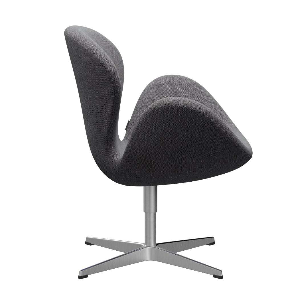 Fritz Hansen Swan Lounge Chair, satén kartáčovaný hliník/rime sůl a pepř