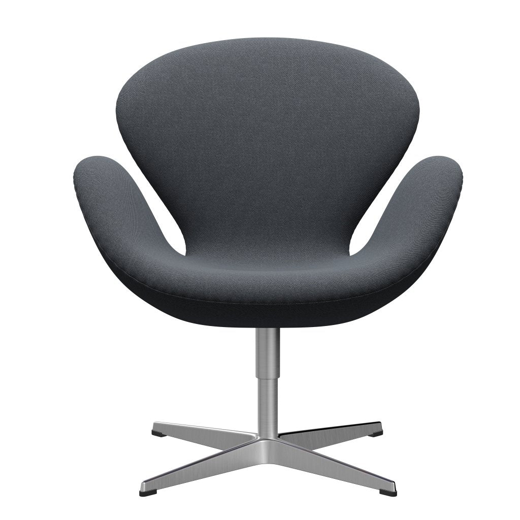 Fritz Hansen Swan Lounge Chair, Satin Brushed Aluminium/Rims Black/Grey