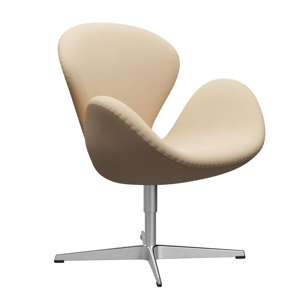 Fritz Hansen Swan Lounge Chair, satén kartáčovaný hliník/ráfky vlněné bílé