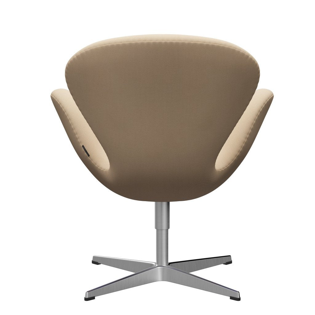 Fritz Hansen Swan Lounge Chair, satén kartáčovaný hliník/ráfky vlněné bílé