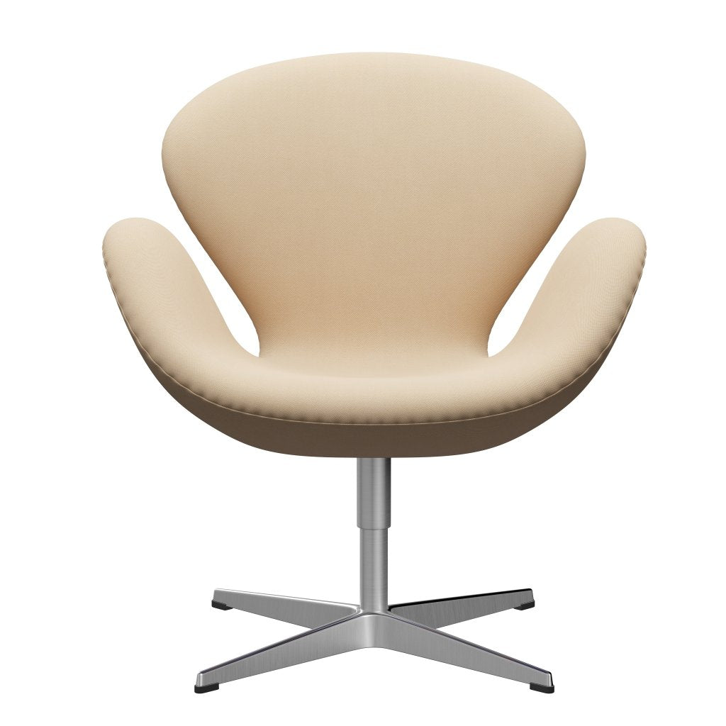 Fritz Hansen Swan Lounge Chair, satén kartáčovaný hliník/ráfky vlněné bílé