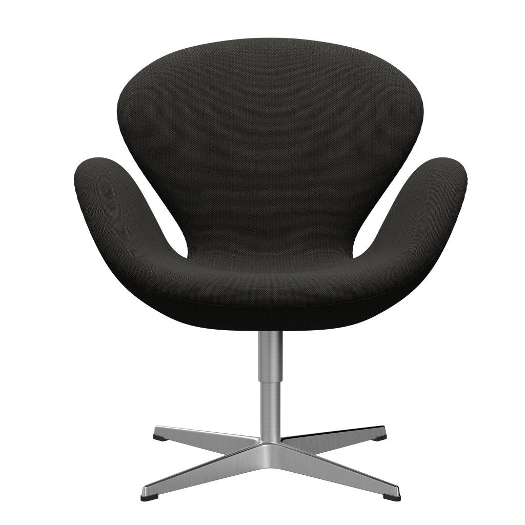 Fritz Hansen Swan Lounge Chair, Satin Brushed Aluminium/Steelcut Trio Dark Brown