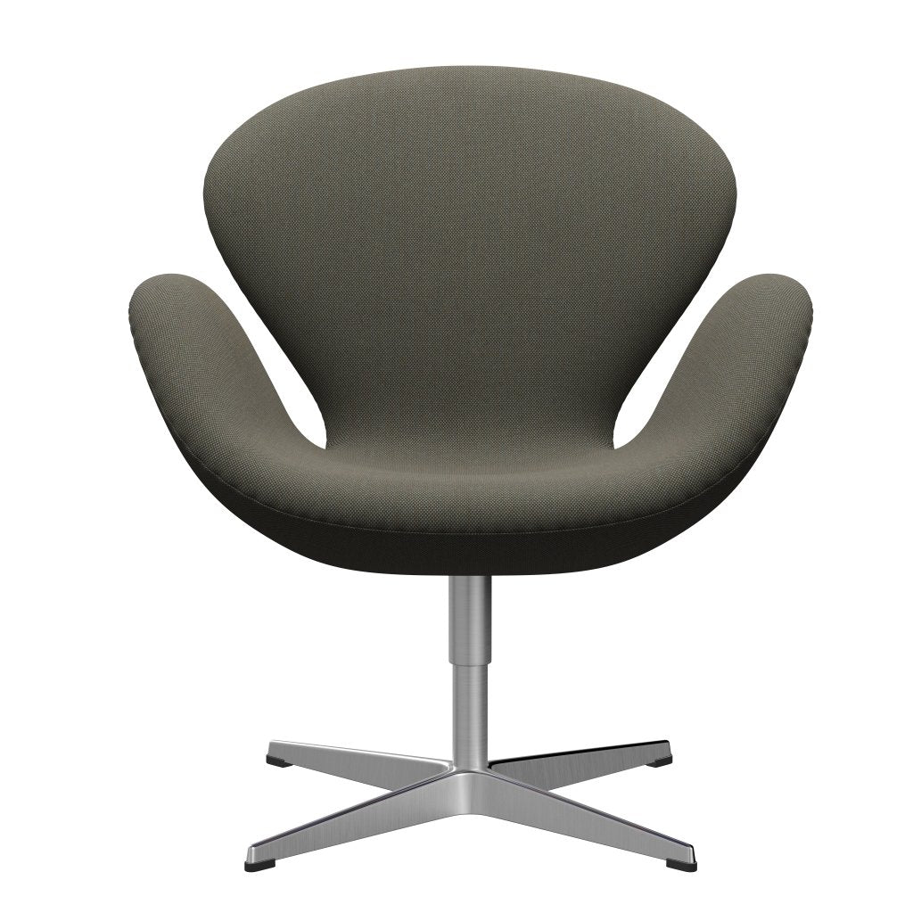 Fritz Hansen Swan Lounge Chair, Satin Brushed Aluminium/Steelcut Trio Grey/Green