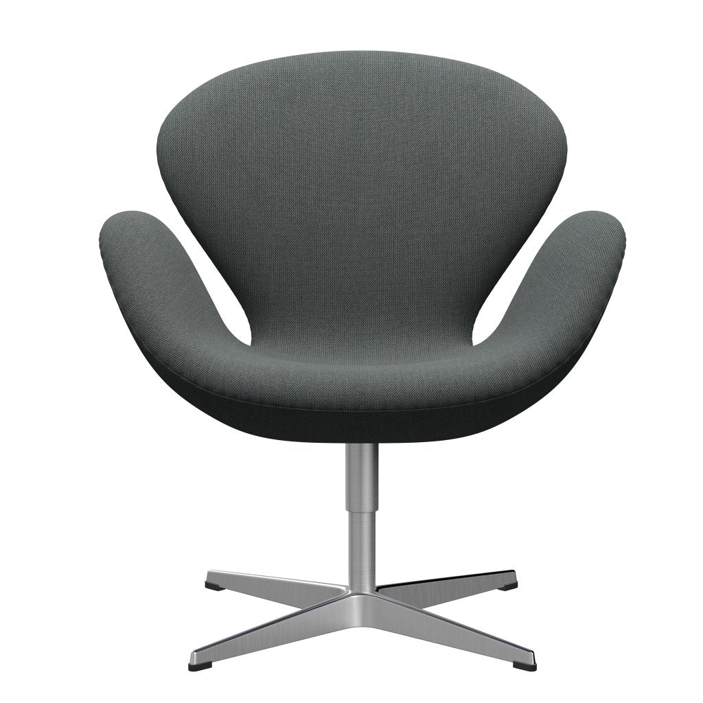 Fritz Hansen Swan Lounge Chair, Satin Brushed Aluminium/Steelcut Trio Coal