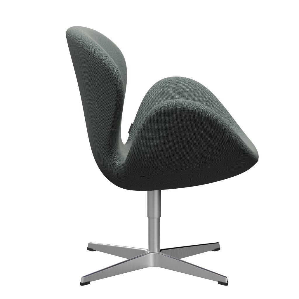 Fritz Hansen Swan Lounge Chair, satén kartáčovaný hliník/Steelcut trio bílá/tmavě zelená